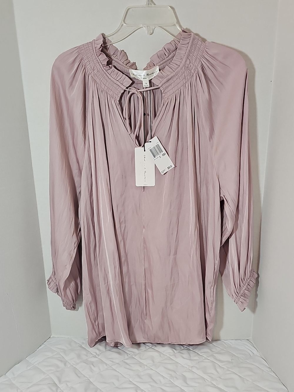 Chelsea & Theodore Dusty Mauve Ruffled Peasant Blouse